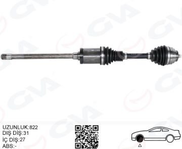 Bmw X1 E84 Komple Aks Ön Sağ 822mm Dış 31 Diş İç Diş 27 31607605512