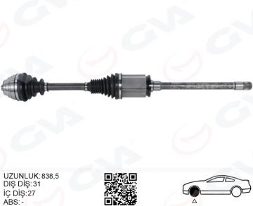 Bmw 1 Serisi F20 2 Serisi F22 F23 3 Serisi F30 4 Serisi F32 F33 Komple Aks Ön Sağ xDrive 840mm 31607597694